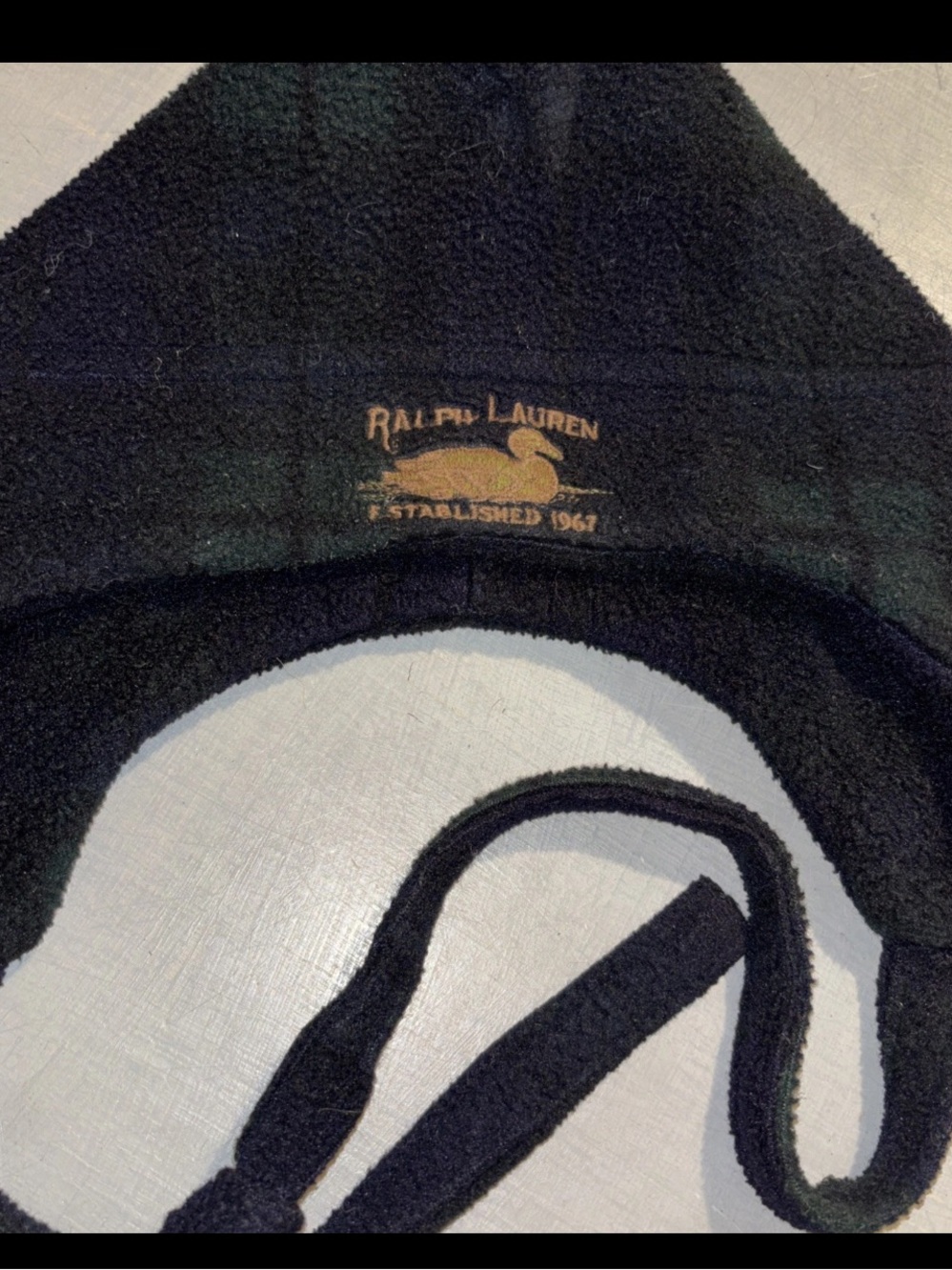 Ralph Lauren Blackwatch Plaid Fleece Hat with Earflaps kids